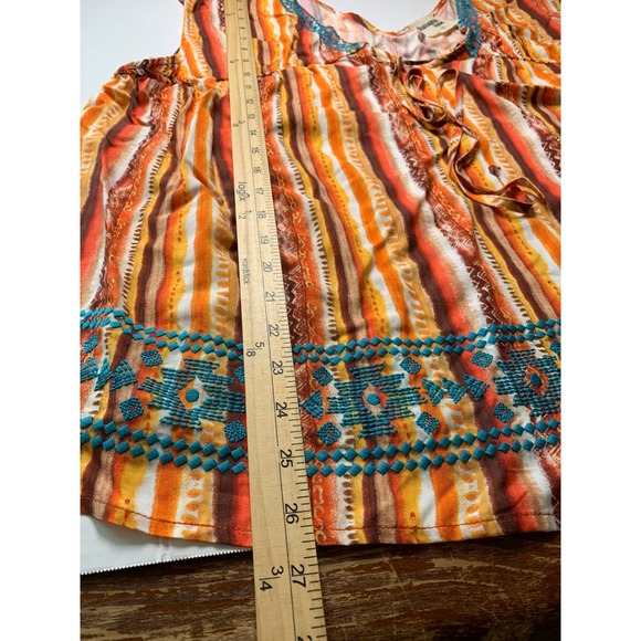 Savanna Jane Womens 1X Boho Embroidered Stripe Sleeveless Rayon Blouse - Picture 4 of 8